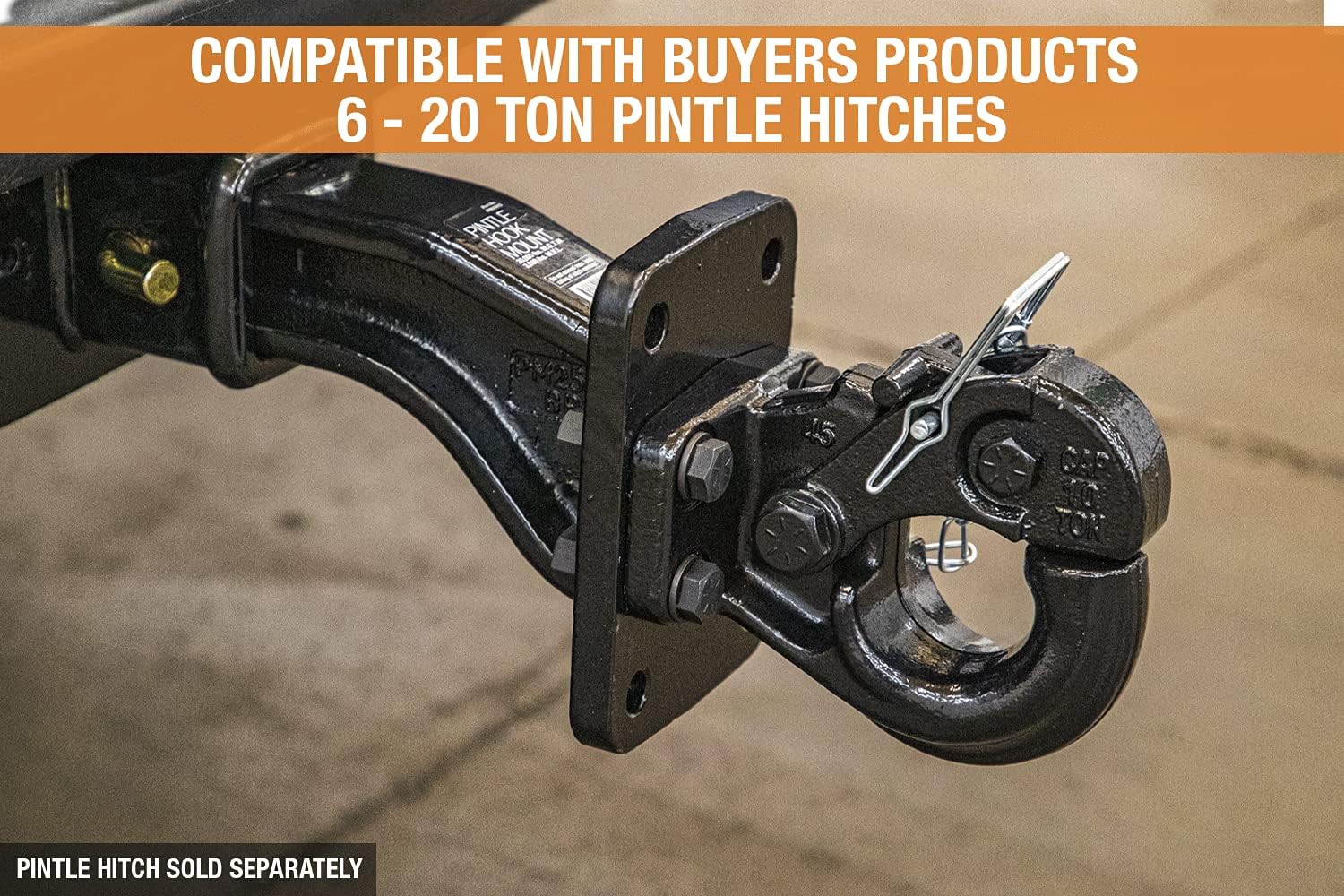 Buyers Products PM25812 2-1/2 Inch Pintle Hook Mount - Adjustable 3-Position Trailer Hitch Receiver for Trucks & RV's - Durable Steel 20,000 lb MGTW, Universal Towing Hitch Mount, 3,200 MVL Rated