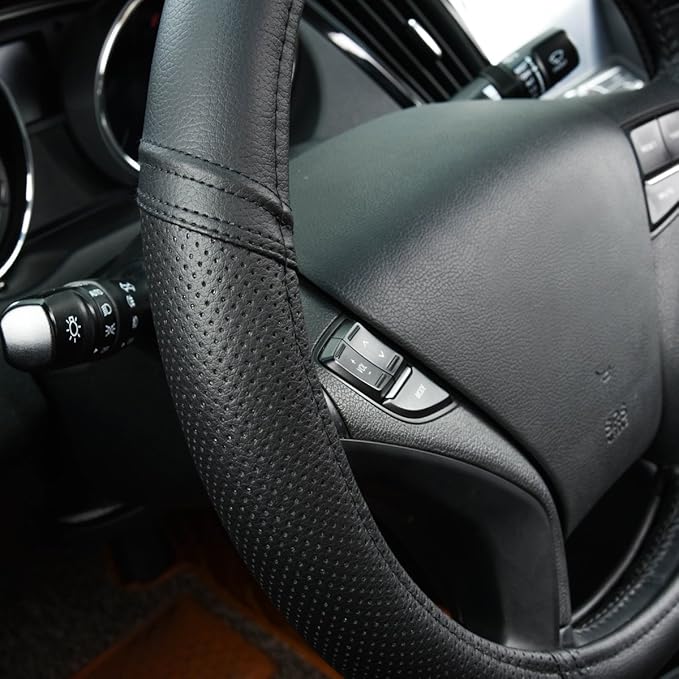 Car Pass Classical Leather Automotive Universal Steering Wheel Covers, - Image 8