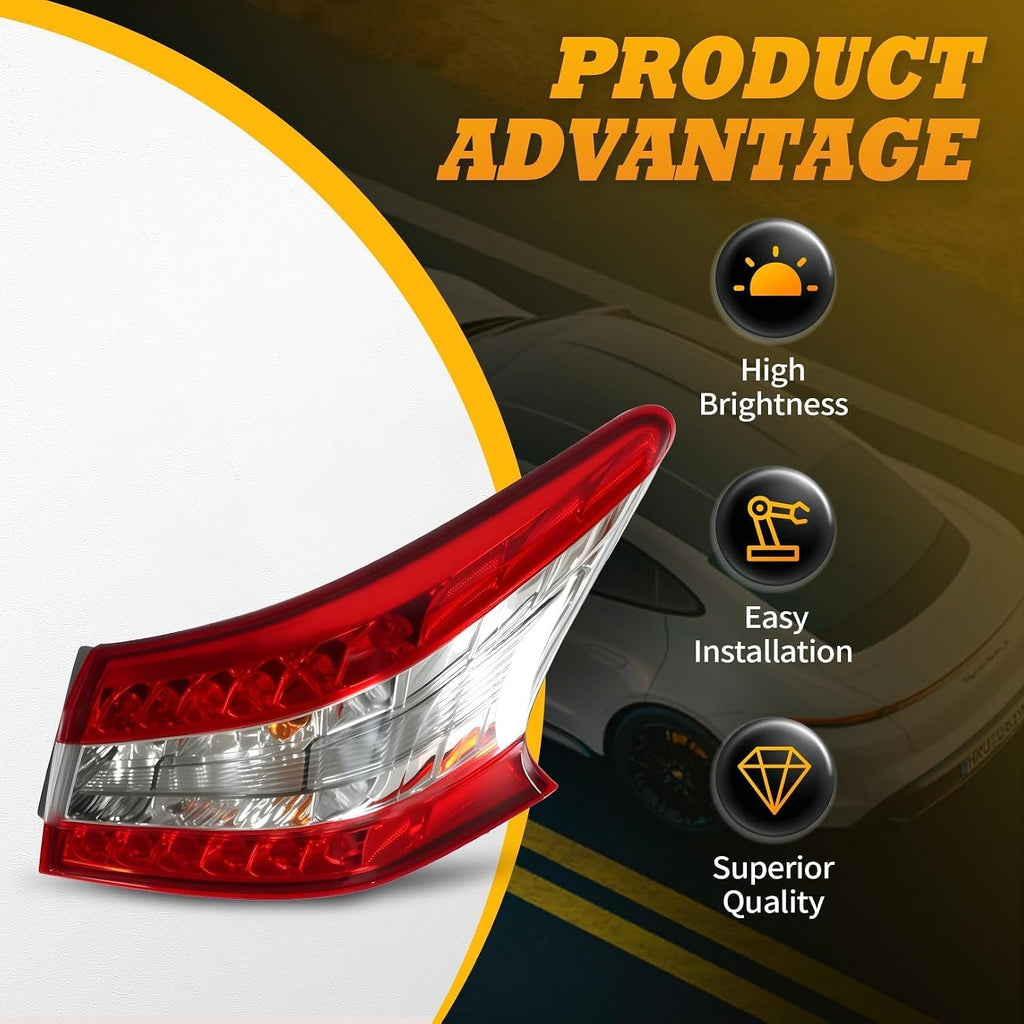 Right Outer Tail Light Assembly Compatible with Sentra 2013-2015 | W/Bulbs Passenger Side Rear Tail Lamp Taillight NI2805100 265503SG0A 26550-3SG0A
