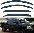 Set of 4 Front+Rear Smoke Sun/Rain Guard Outside Mount Tape-On Acrylic Window