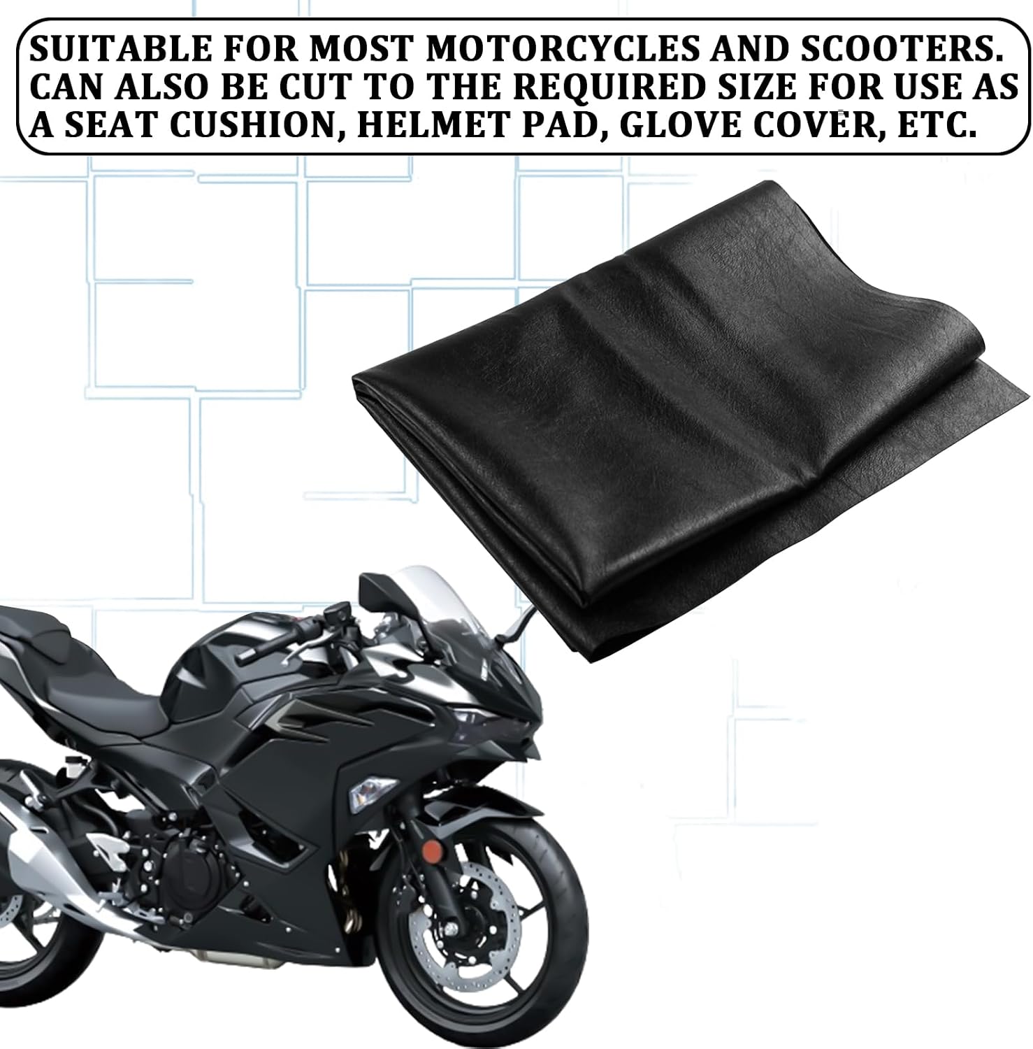 Motorcycle Seat Cover, 39.37" x 27.56" Flexible Replacement Seat Protector, Waterproof Sun-resistant Anti-slip PU Leather Seat Cover, Universal for Motorcycle Scooter ATV Electric Vehicle (Black)