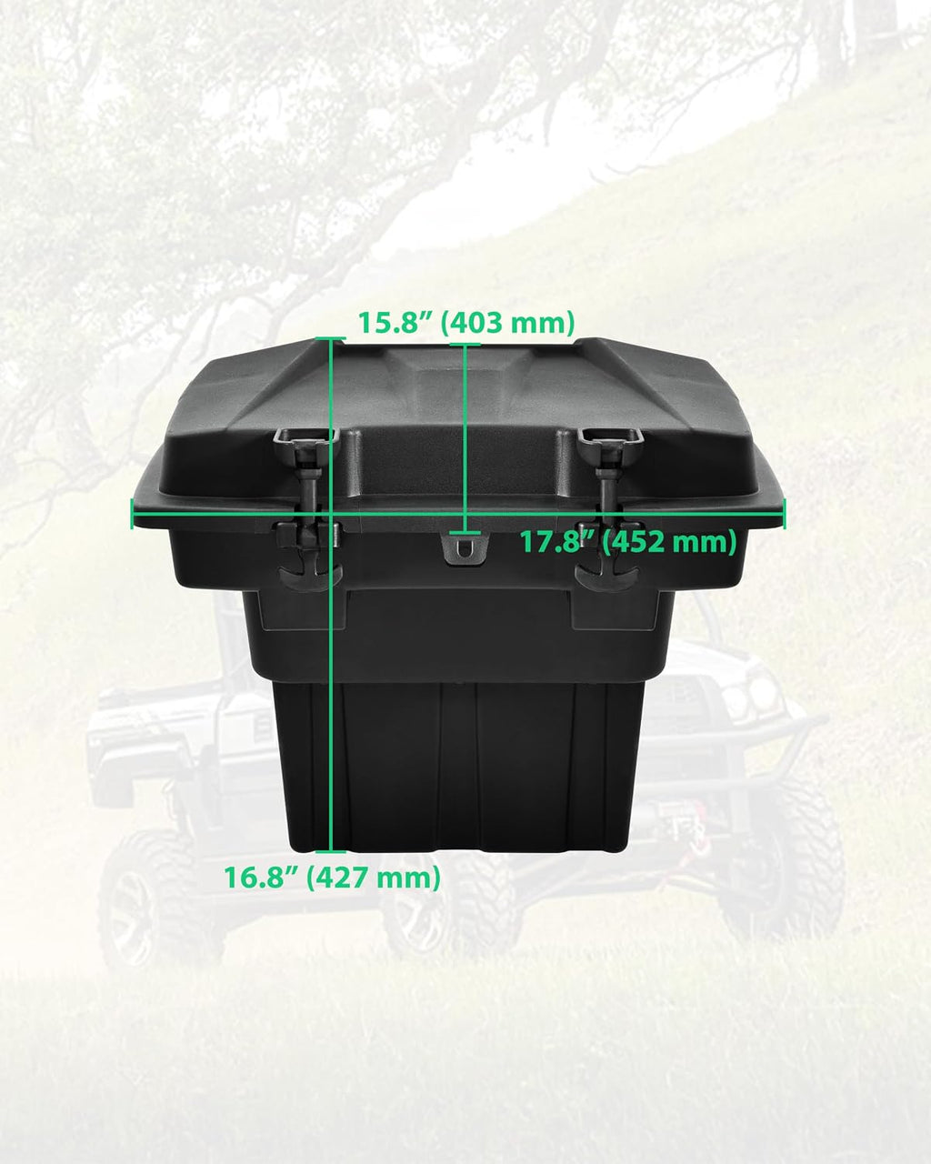SAUTVS Rear Cargo Storage Box for Kawasaki Mule Pro MX 2019-2027 | 20L PP Bed Trunk Storage Bin, IP67 Waterproof, Removable Design