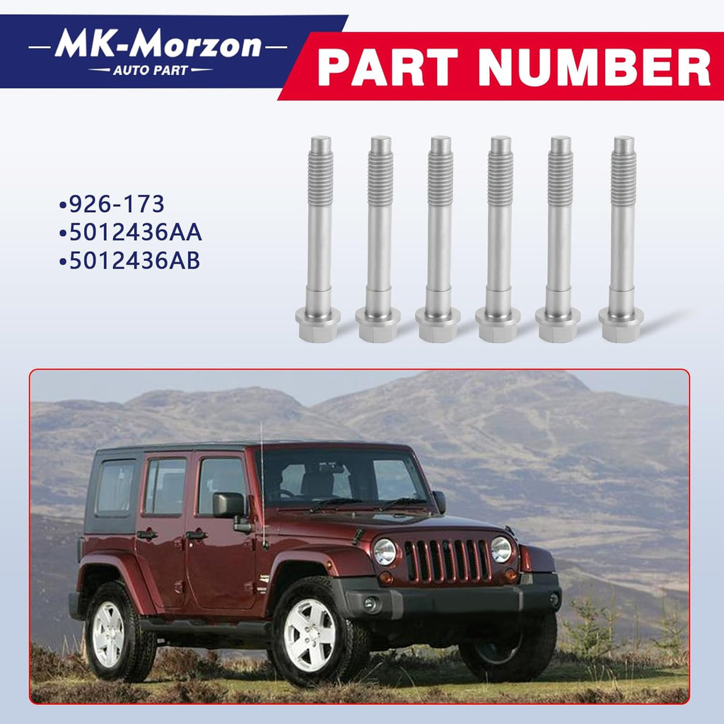 926-173 Front Wheel Hub Bolt Compatible with J-eep 2007-2018 Wrangler 2018 Wrangler JK 1999-2004 Grand Cherokee Wheel Bolts Replace# 5012436AA, 5012436AB (6Pcs)