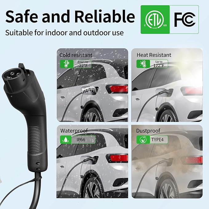 Level 1&2 Portable EV Charger, Adjustable 8-16A 110V-240V, Dual Plugs: NEMA - Image 7