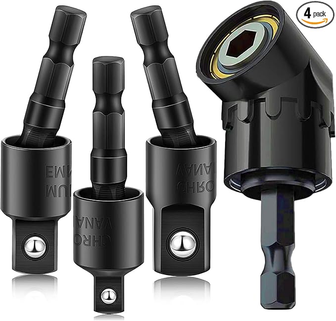 105 Degree Right Angle Drill Adapter Set, 1/4-1/2 Inch Socket Adapters by CIGOTU