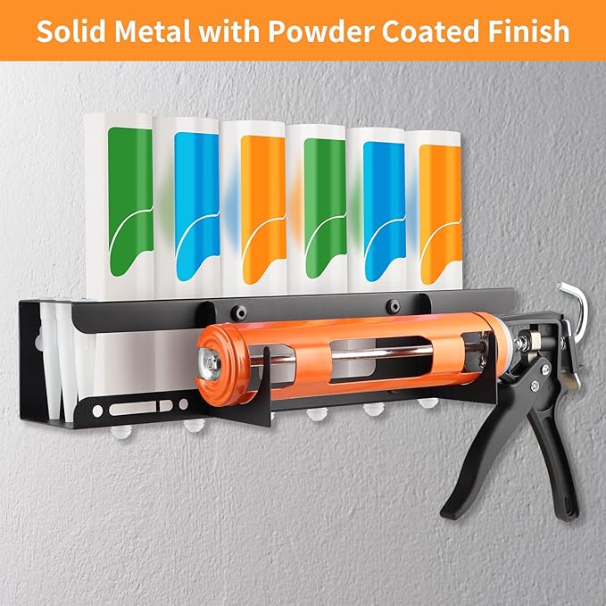 Caulking Gun Holder, Metal Caulk Tube Storage Rack, Wall Mount Caulking Tools - Image 4