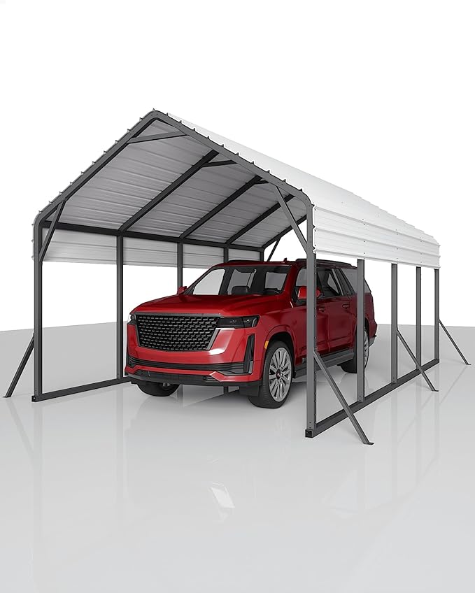 13'x21'x11' Oversized Metal Carport, Steel Heavy Duty Carport by GarveeLife
