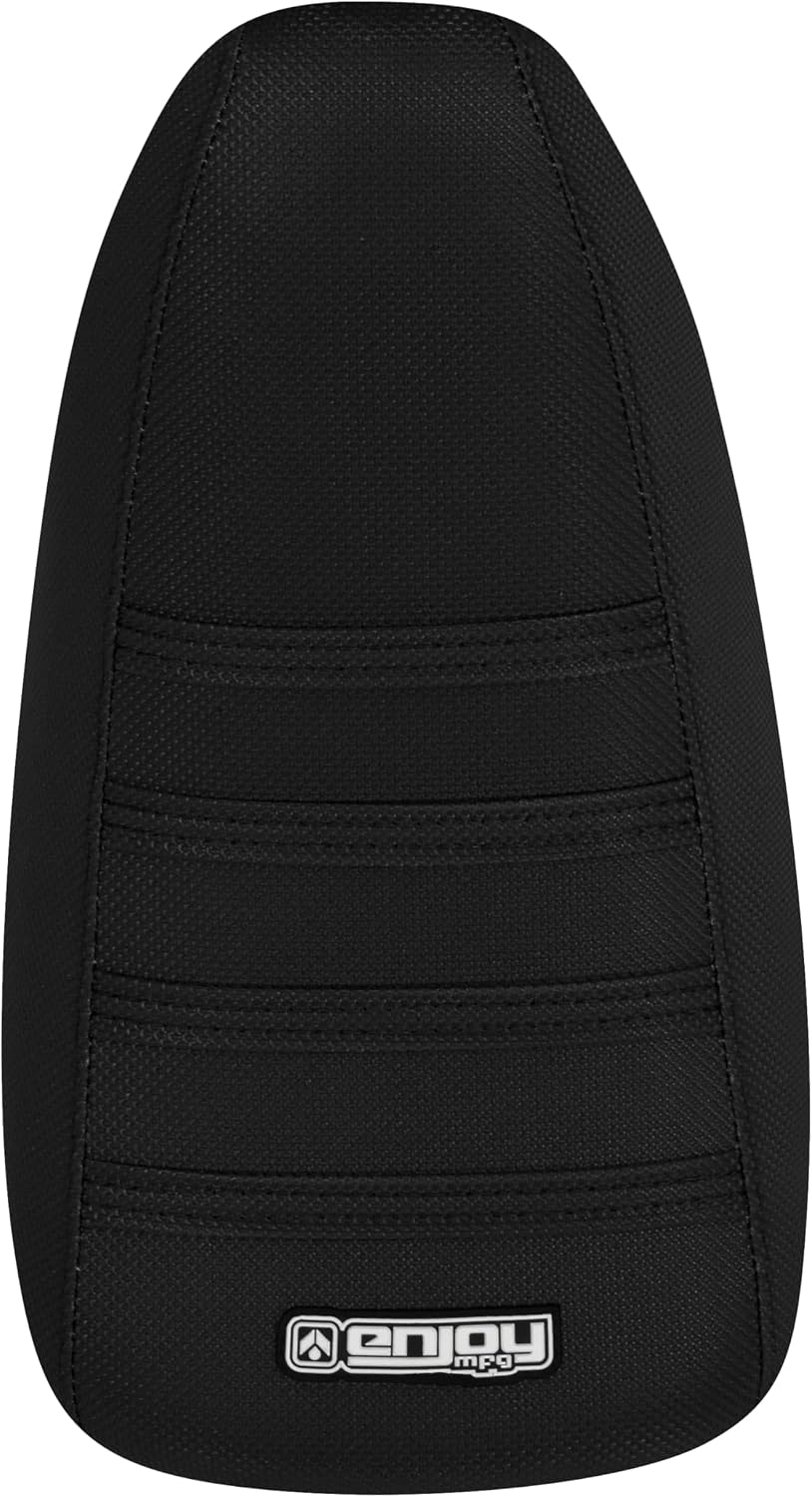 Enjoy Mfg USA-Made Gripper Seat Cover - Compatible with Deepower QS7 High-Performance Electric Bike_Staple-Down Waterproof PVC top_#504 (All Black with Black Ribs)