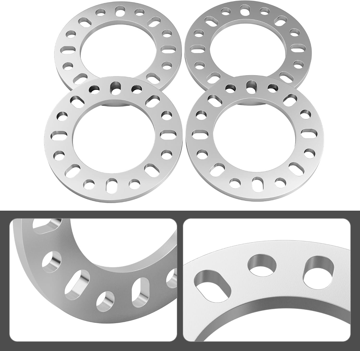 4PCS 8 Lug Wheel Spacers 1/2 Inch (12mm) Thick, 8x6.5 8x165.1 8x170 8x180 Die Cast Aluminum Wheel Spacers, Compatible with F250 E350 Ram 2500 Suburban 2500 Sierra 2500HD 3500HD