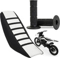 Tallew 3 Pcs Black Stripe Seat Cover and 7/8" Motorcycle Hand Grips Set, 1 Soft Non-Slip Seat Cover Universal and 2 Dirt Bike Grips for Dirt Bike Ebike Motorbike Motorcross