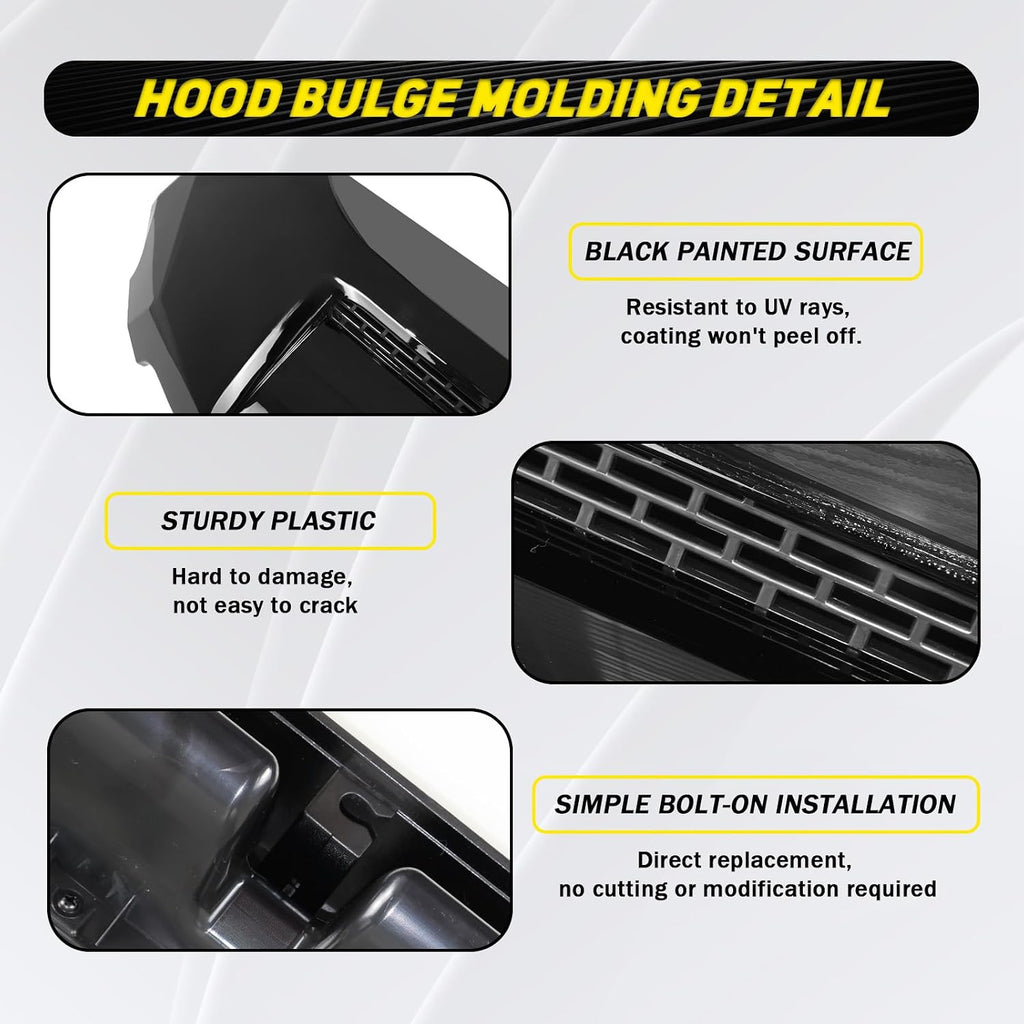 Hood Bulge Molding Grille Trim Compatible with 2014-2021 Tundra | Front Upper Hood Molding Grille Trim Compatible with Toyota Tundra Hood Scoop Upper Grille 761800C030 TO1231102, Glossy Black