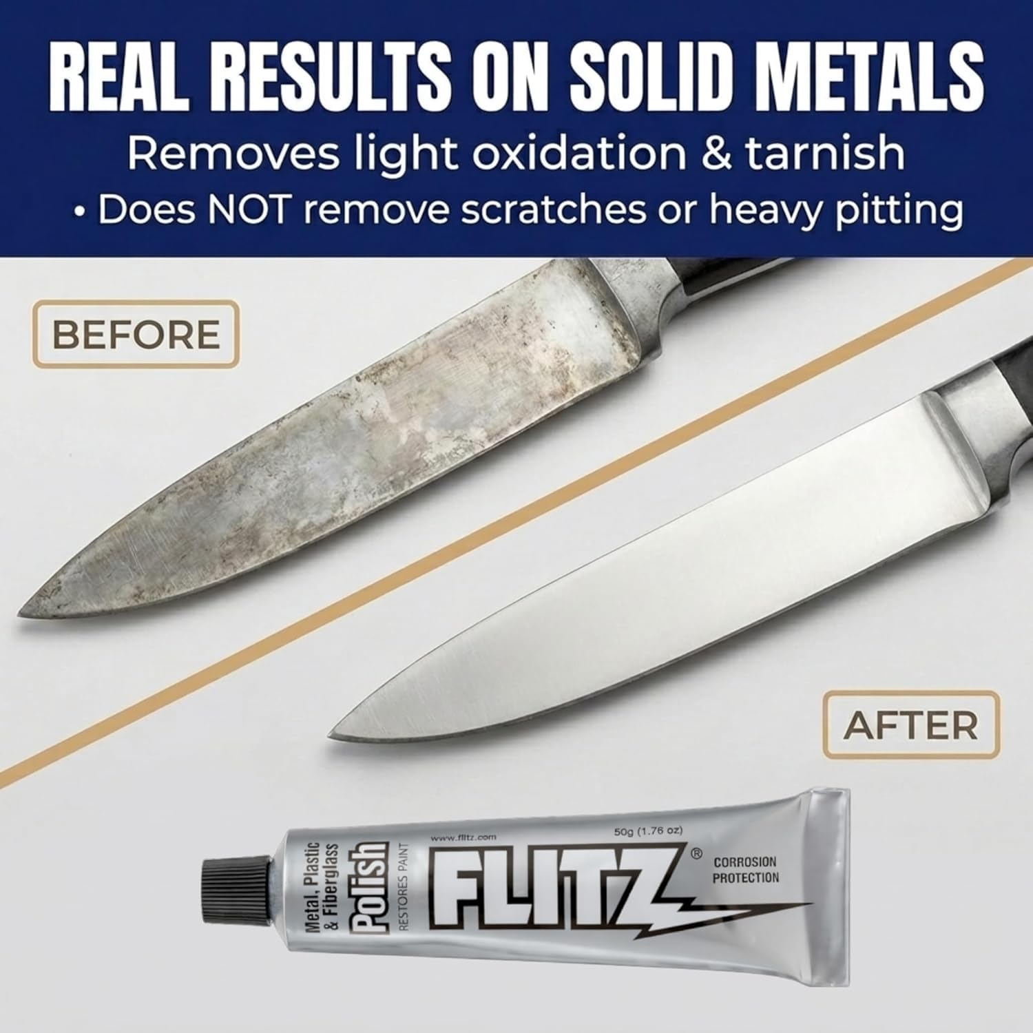 Flitz Metal Polish Paste - 2lb Can of USA-Made Polish for Solid Chrome, Stainless Steel, Aluminum- Non-Abrasive for Light Oxidation - Requires Manual Buffing - Not for Plated/Coated Surfaces (1 Pack)