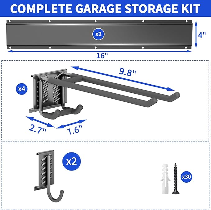 Garage Organization Tool Organizer Wall Mount, 32inch Heavy Duty Garden Tool - Image 7