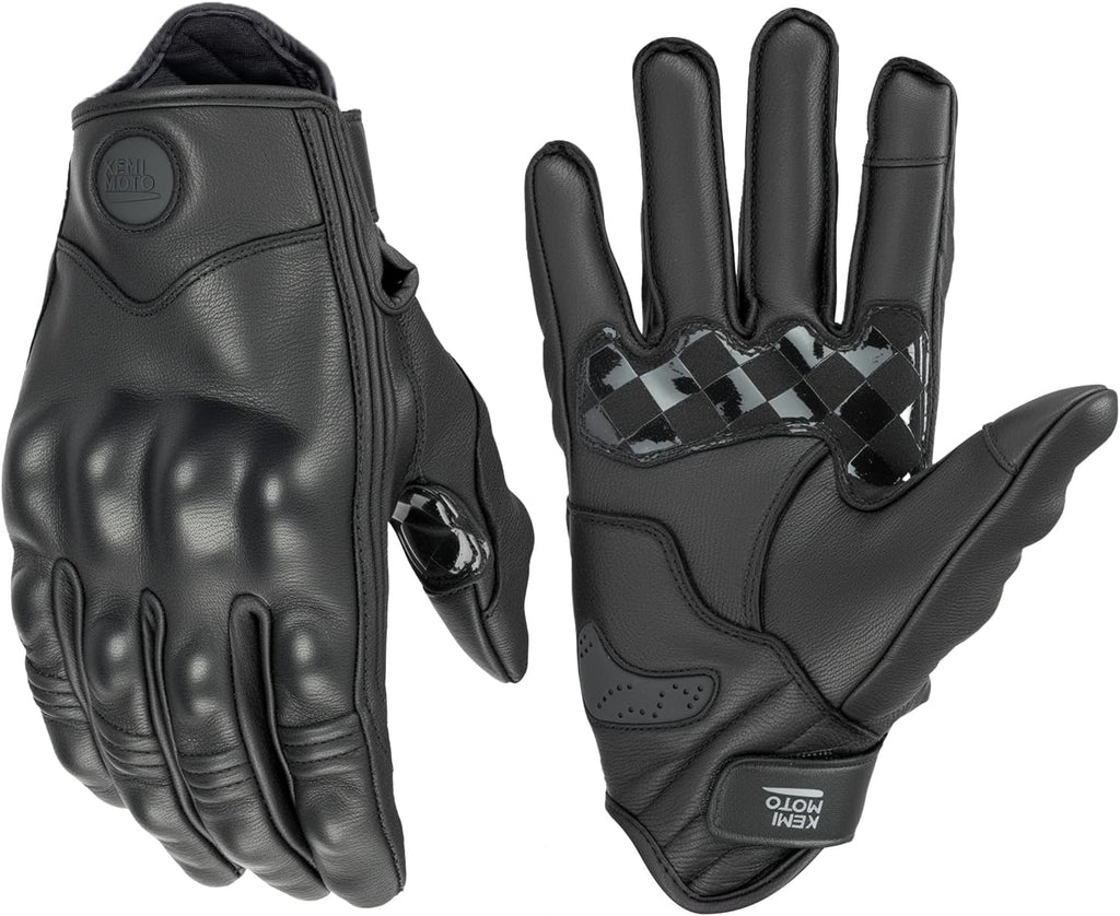 KEMIMOTO Motorcycle Leather Gloves, Sheepskin Protective Gloves