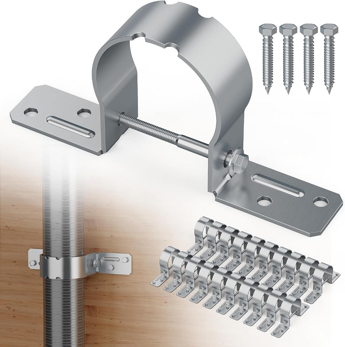 fence post brackets, 2-3/8 steel to wood fence, main product view