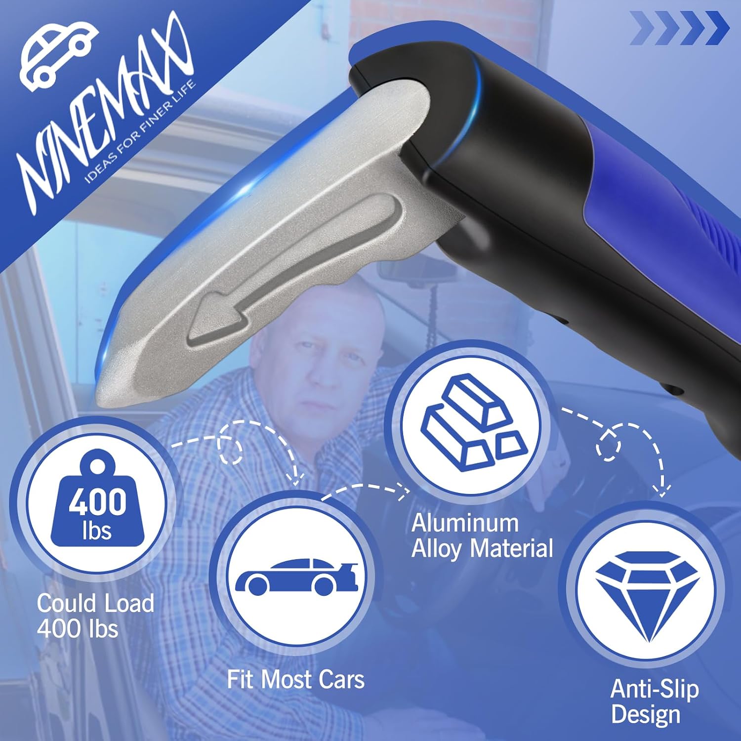 NINEMAX Car Door Handle for Elderly Car Handle Assist Support, Auto Grab Handles, Portable Car Door Cane for Seniors, Handicap (1 pc)