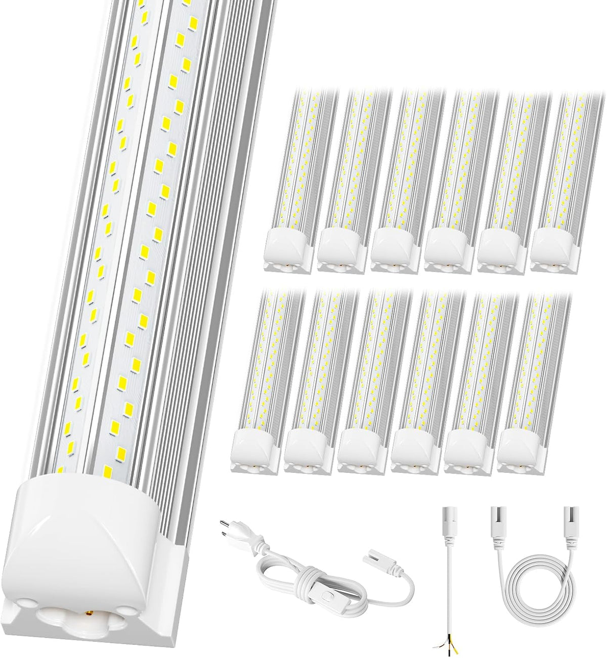 12 Pack Super Bright 100w 8ft Led Shop Light, 15000lm 5000k V Shape 8' Led Shop