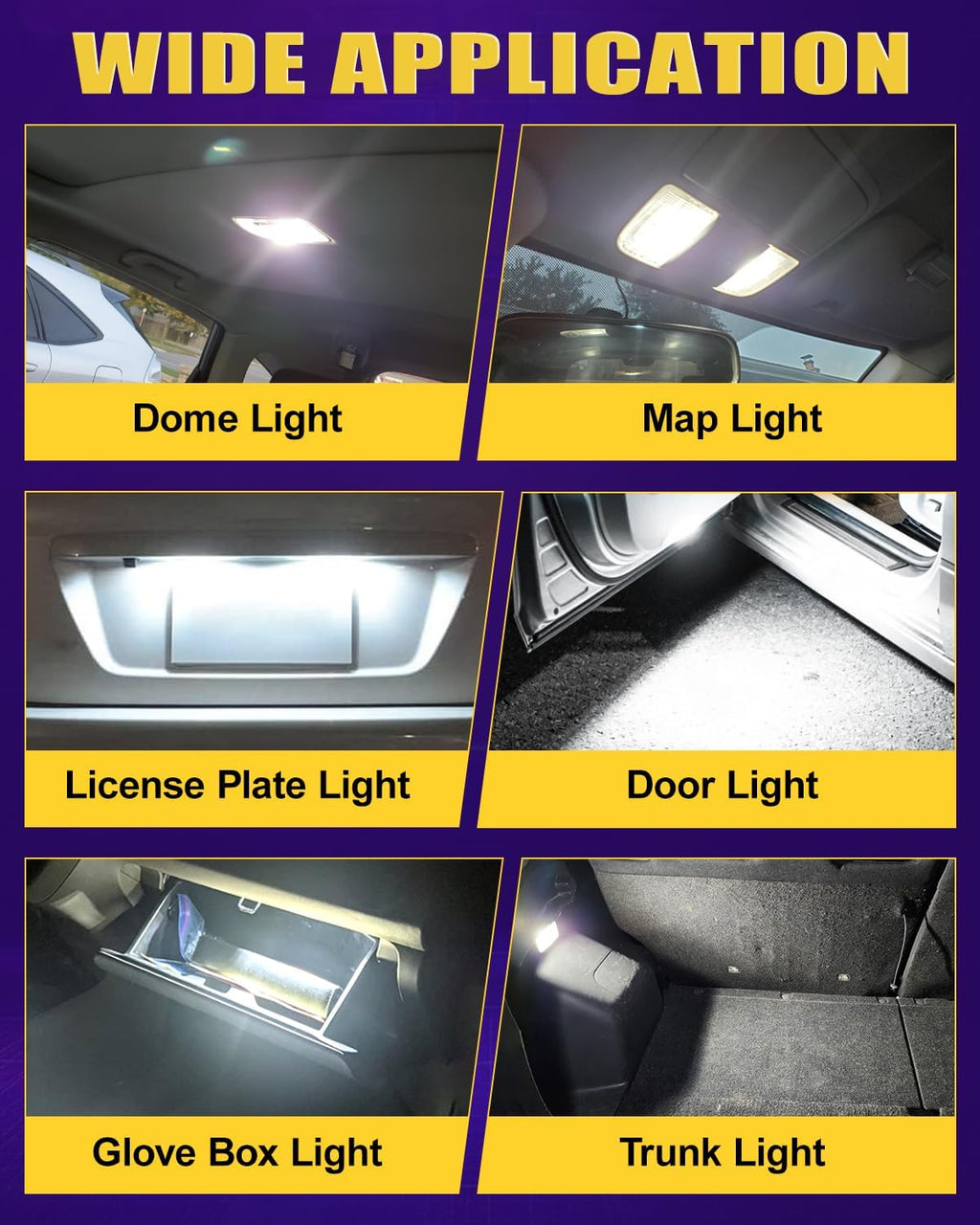 DE3175 LED Bulb White for Dome Map Door Interior Door Trunk Lights, DE3175 DE3021 6428 DE3022 30MM 1.18” LED Bulbs 6500K Super Bright, Canbus Error Free 27-SMD 3014 Chips (4-Pack)