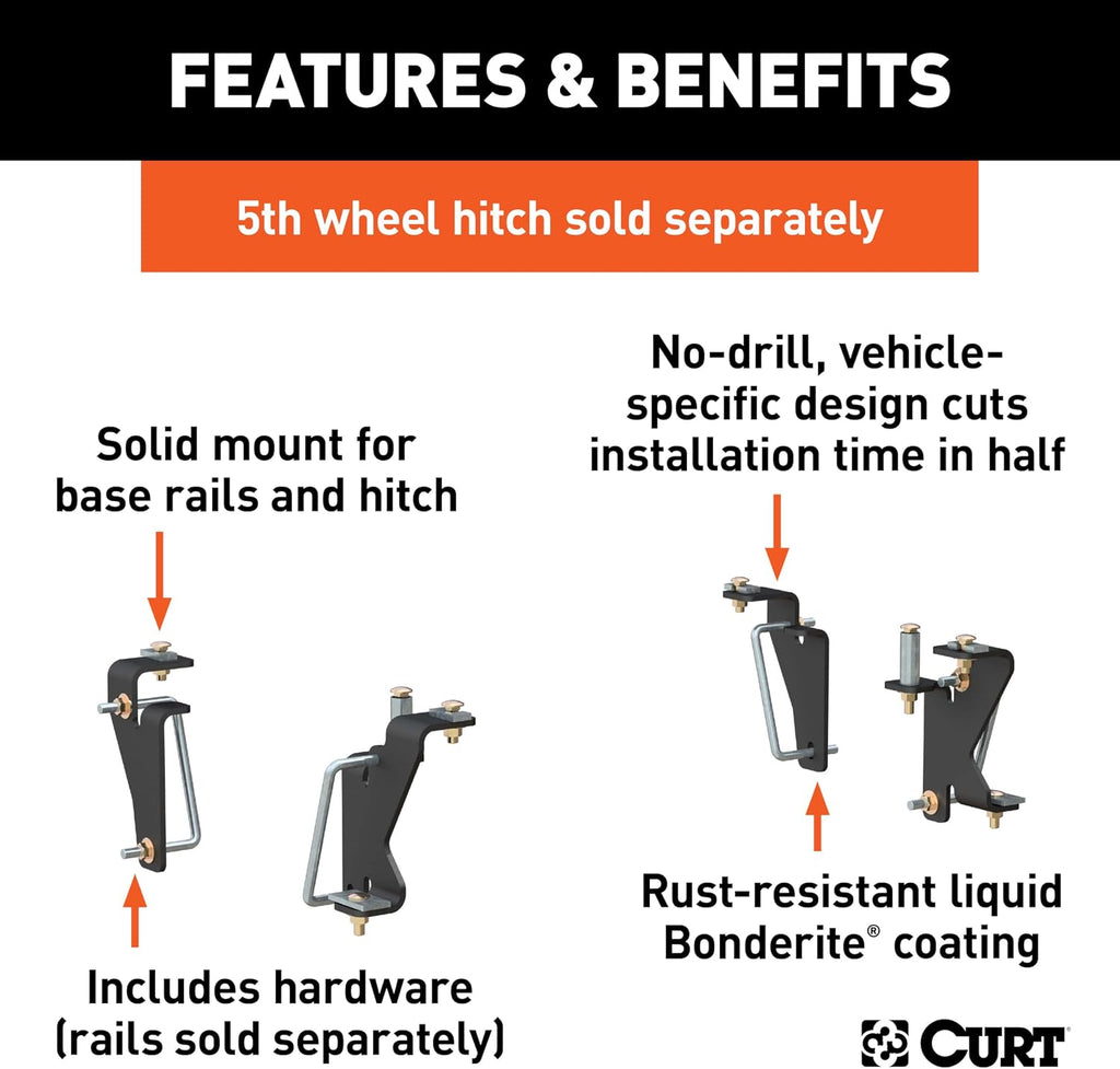 CURT 16420 5th Wheel Installation Brackets, Select Dodge, Ram 1500, 2500, 3500