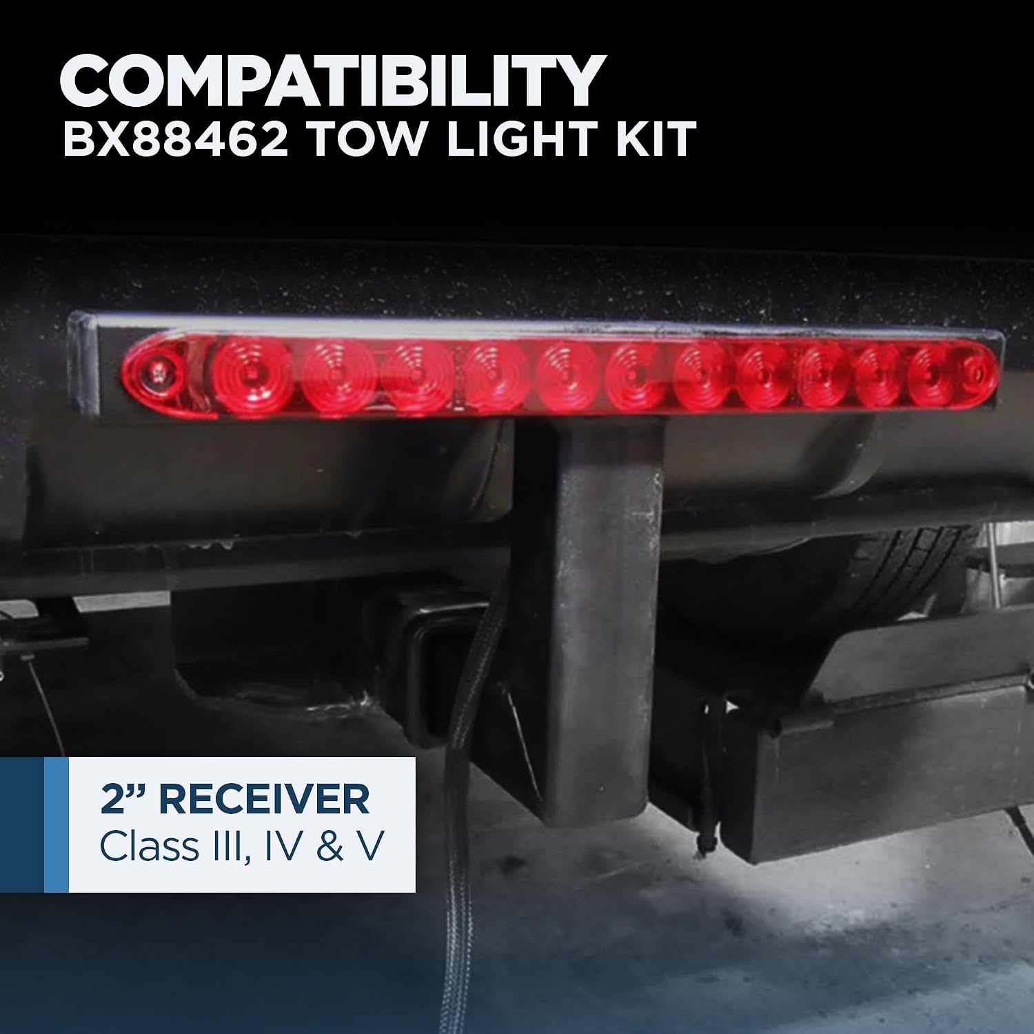 Blue Ox Tow Light Kit fits 2 Inch Class III, IV, V Receiver Hitch | Plug-and-Play Design | High-Visibility LEDs | Durable Finish | Precision Engineered | Easy Installation | Hardware Included