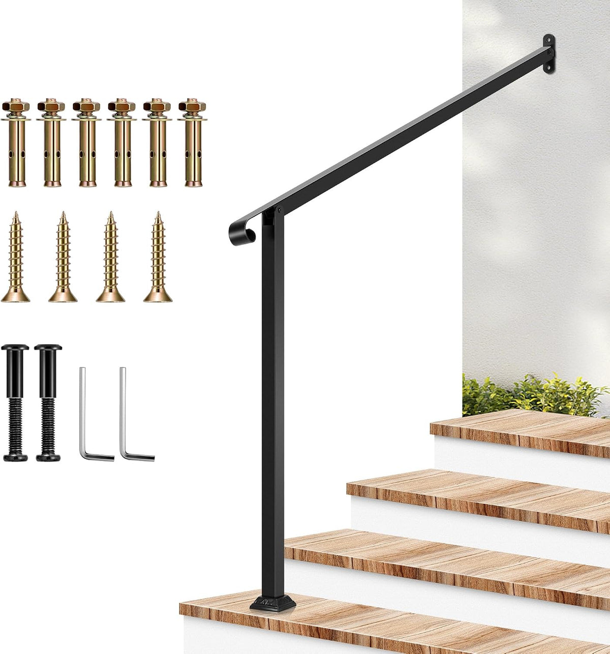 VIVOSUN Outdoor Handrail, 4 Step Stair Handrail, 47.5" x 39" Fits 1 to 4 Steps