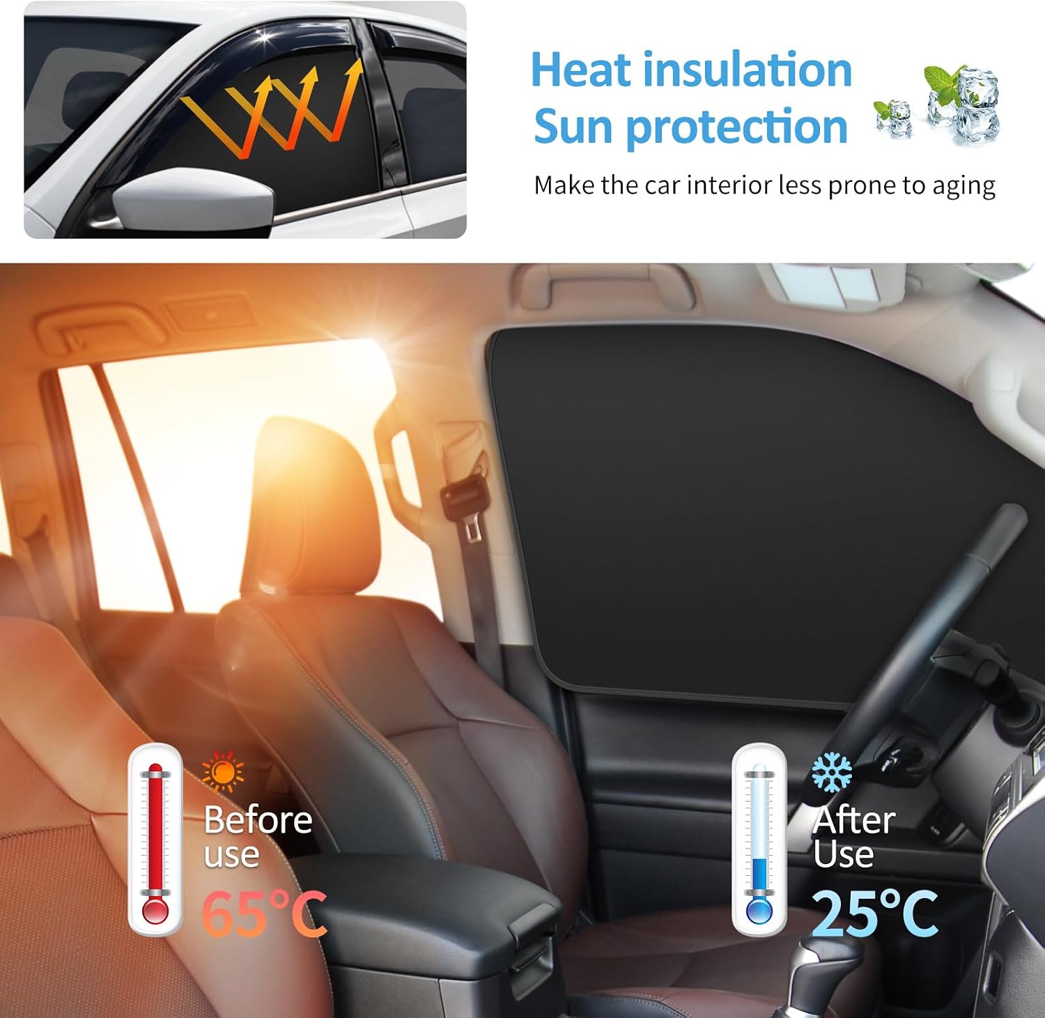 Car Window Shades - 100% Block Light Car Privacy Curtains with Magnetic - 4Pcs Side Window Sun Shades Car Window Covers Keep Cooler Feeling, Thicken(Thickset, 4pcs)