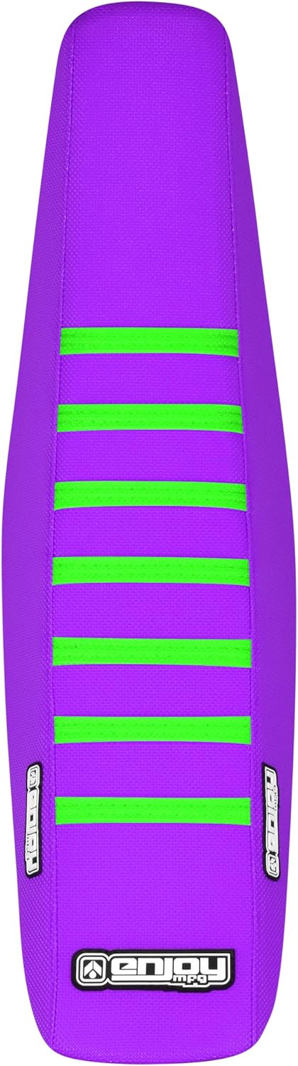 Enjoy Mfg USA-Made Gripper Seat Cover - Compatible with Kawasaki KX250F/KX250X (2022-2026) | KX450F (2019-2026) | KX450X (2024-2026) _#174 (All Purple with Flo Green Ribs)