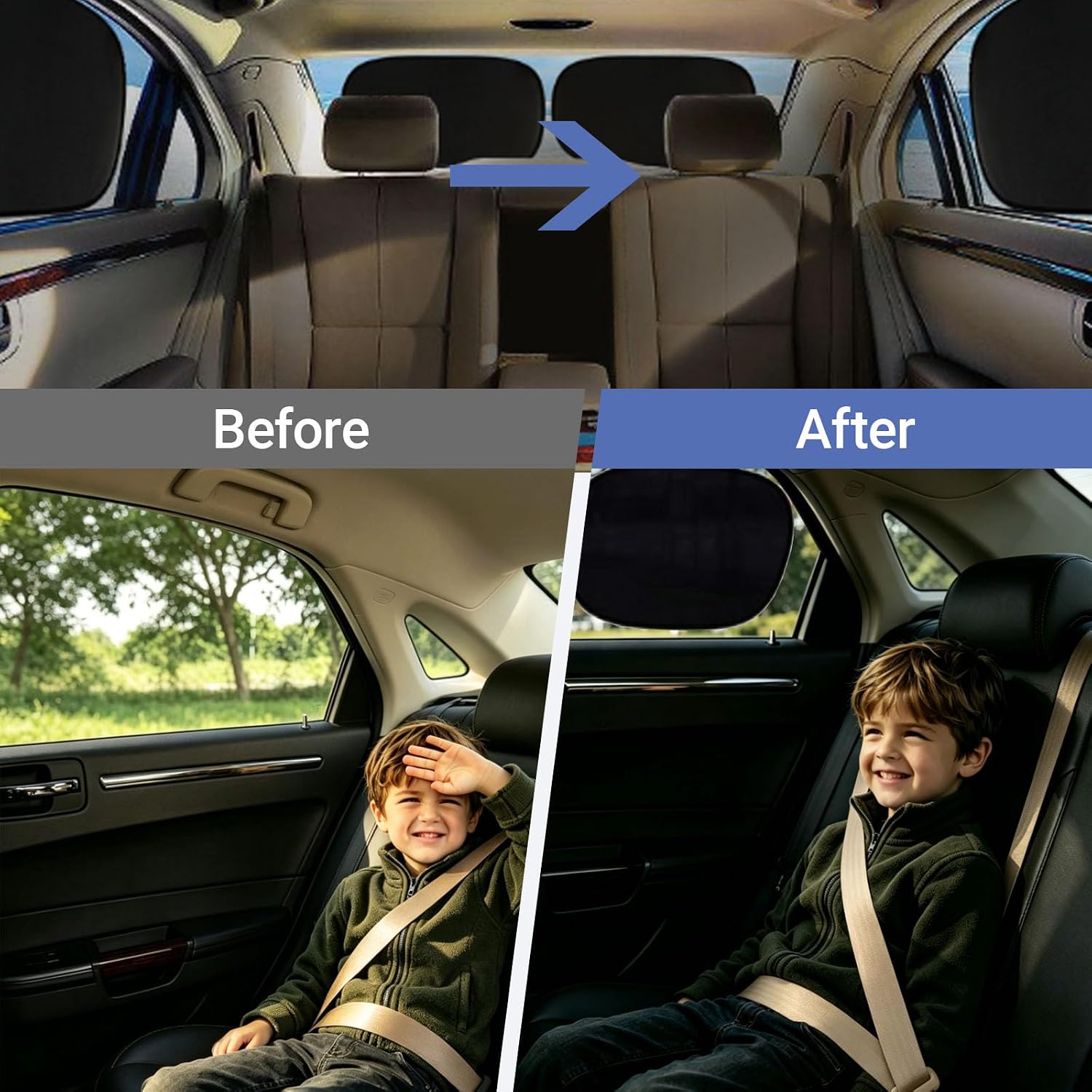 4 Pack Car Window Shades, 20"x12" Sun Shade Side Windows for Baby UV-Protection Automotive Sun Protection