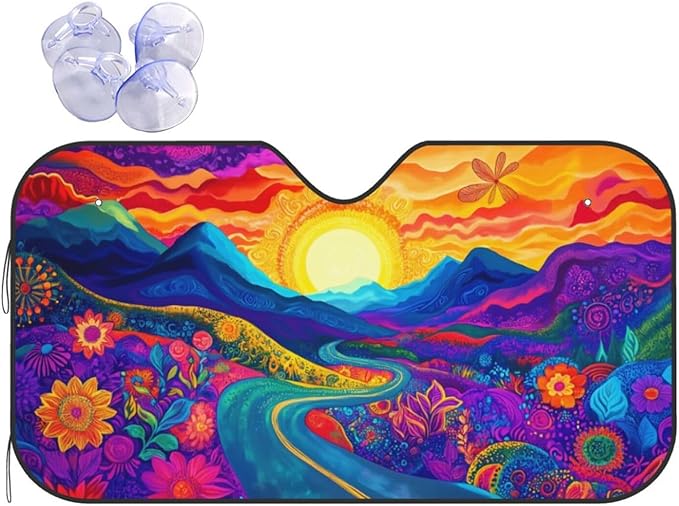 Abstract Flower Sunrise Car Sun Shade Windshield Sunshade Foldable Front Window by mutakin