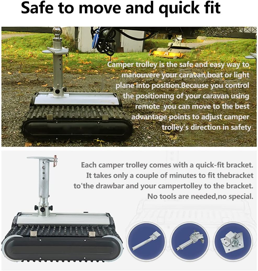 Trailer Mover, 450kg Load Capacity Electric Trailer Dolly, Motorised Camper Trolley Kit, Camper RV Caravan Boat Trailer Jack for All Terrain (D)