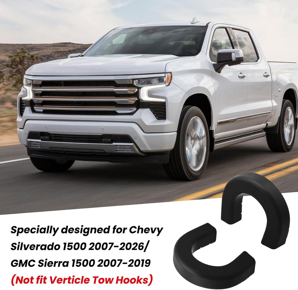 Extended Tow Hook Covers for Silverado 1500 2007-2026/GMC Sierra 1500 2007-2019, Tow Hooks Covers Compatible with Chevrolet Silverado 1500 Accessories Black (Not fit Verticle Tow Hooks)