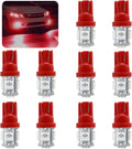 wuyaoyao 10PCS 194 LED Light Bulb, 6000K T10 168 W5W 2825 5SMD 5050 Chips LED Replacement Bulbs, 12V Wedge LED Light Bulb for Car Dome Interior Map Door Courtesy License Plate Lights (Red)
