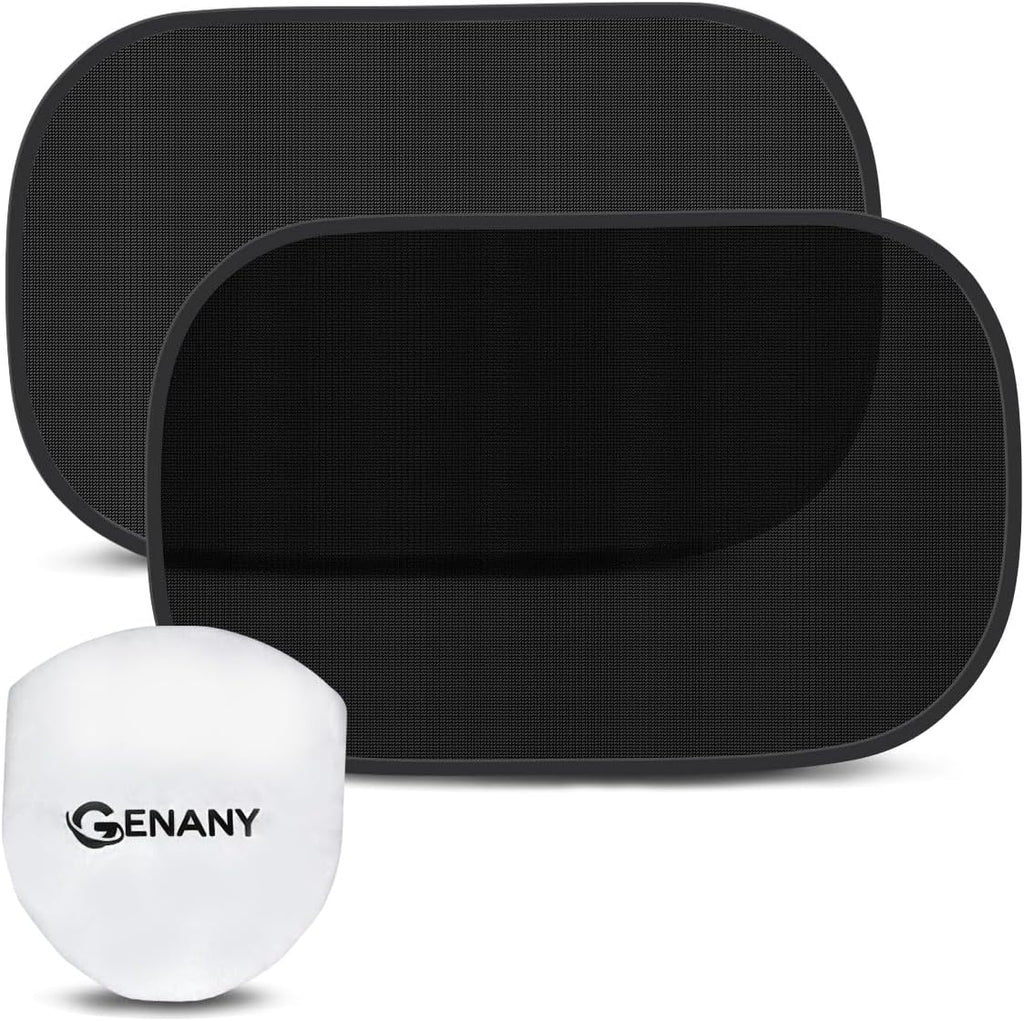 GENANY 2pcs Black Window Sun Shade for Sedan SUV Truck (21x14 Inches), Sun Shades for Side Window, Accessories for Kids, Baby Window Shades, Summer Car Decor