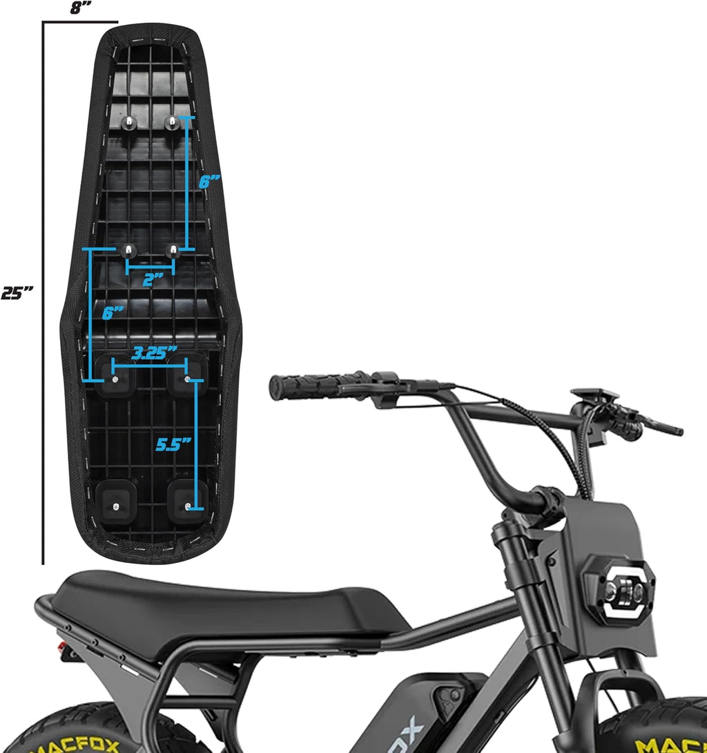 Enjoy Mfg USA-Made Seat Cover - Compatible with Macfox X7 / X7L / X1S /X2 e-Bike (Verify fit with seat Measurement Image) #482 (All Black with Black Ribs)