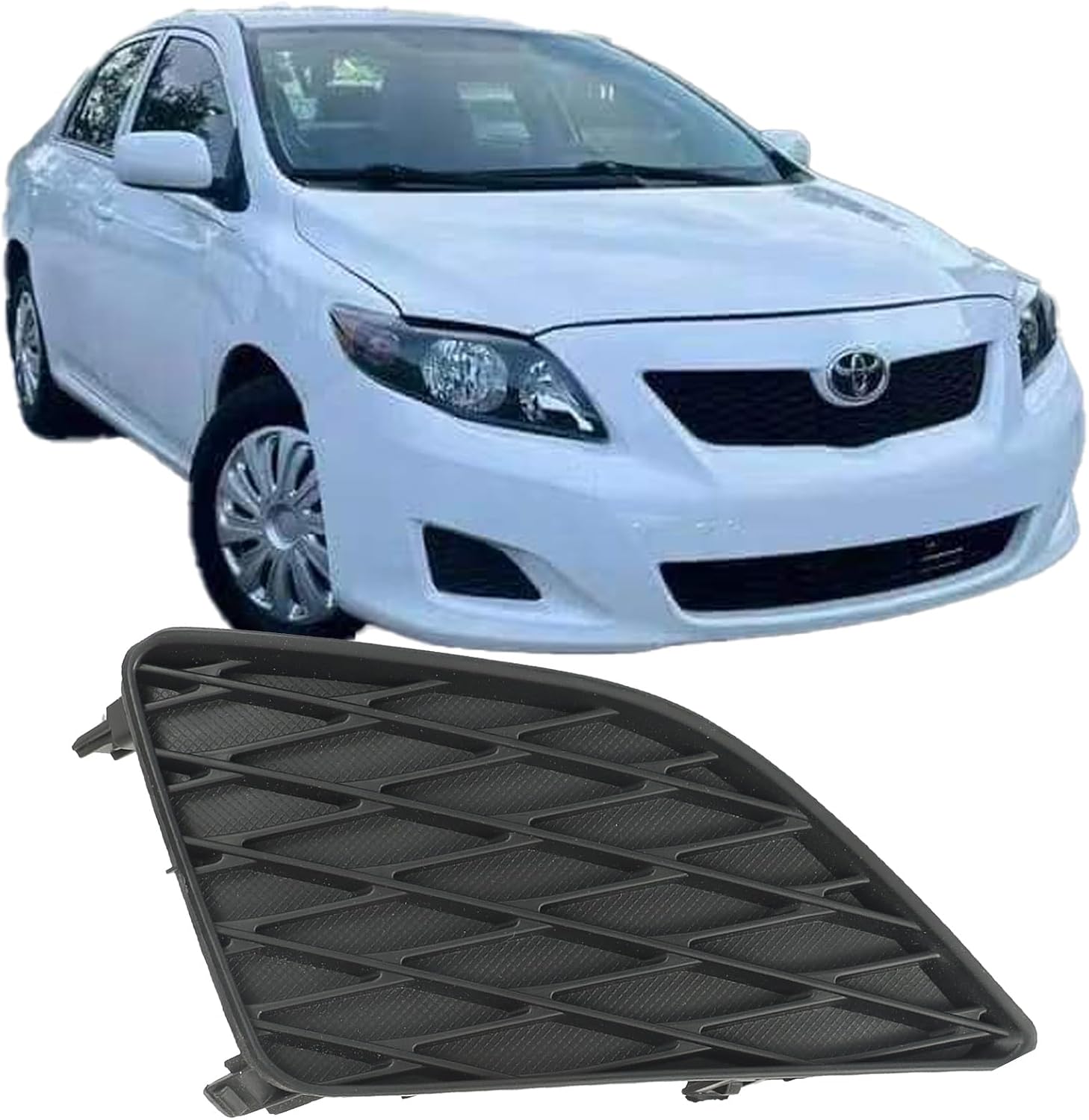 Front Bumper Fog Light Cover Grilles For 2009 2010 Toyota Corolla Replaces 8148202080 8148102090 Driver Side & Passenger Side