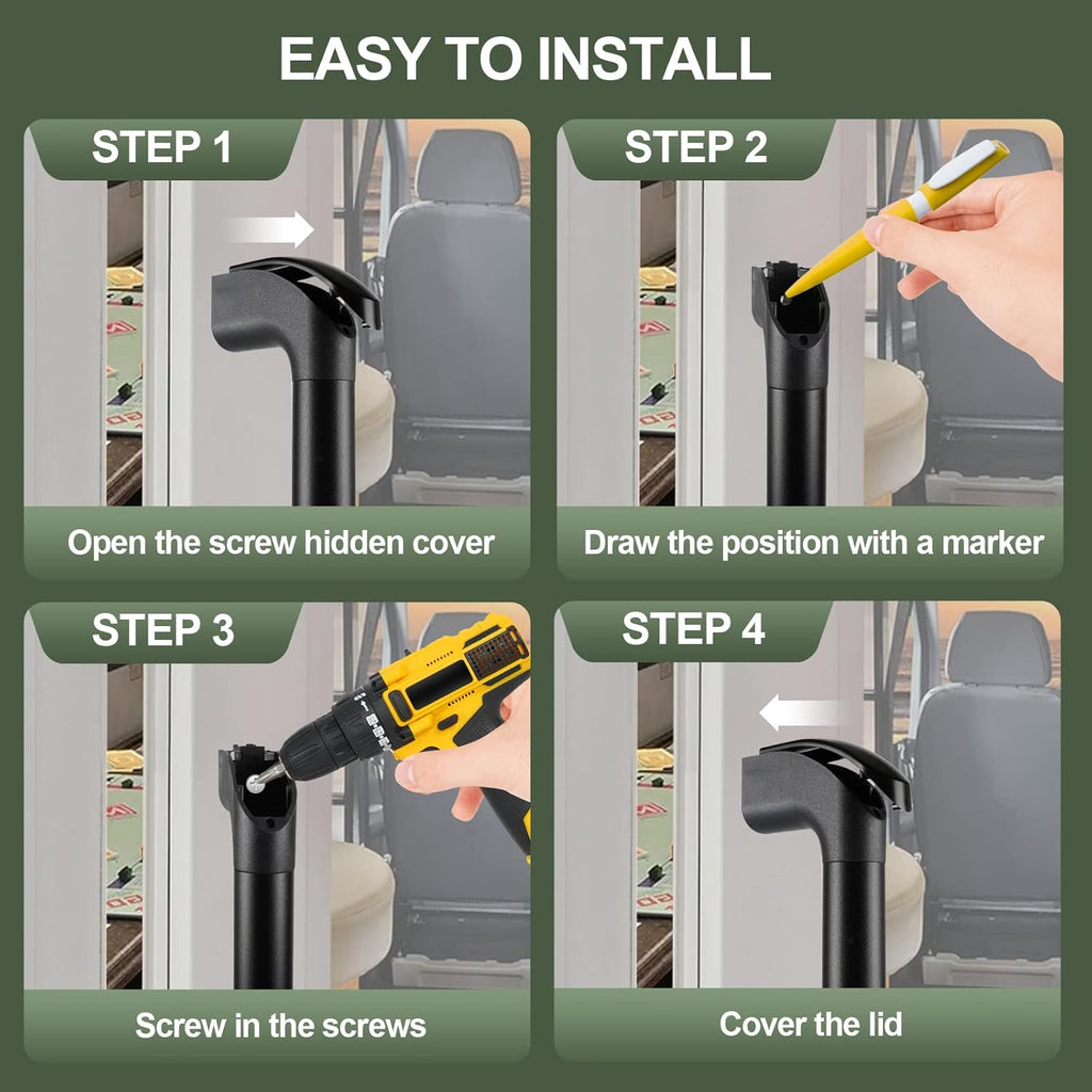 ESUDNT RV Grab Handle, Aluminum Automotive Entry Door Assist Bar for Camper, Trailer, Truck, Cargo Trailer, Boat (2 Pack,Black)