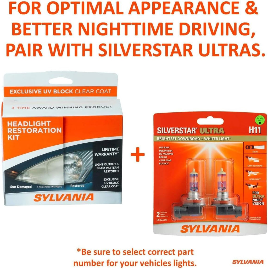 SYLVANIA Headlight Restoration Kit - Long-Lasting Headlight Repair Kit for Restoring to Like-New Condition - Surface Activator, Exclusive UV Coating, Clarifying Compound & More - No Tools Required