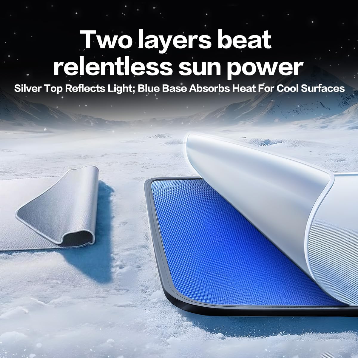 Windshield Sun Shade for Fit Ford F150 2021-2025 Foldable Sunshade with Titanium Silver & Ice Blue Layer, UPF50+ Car Window Shade