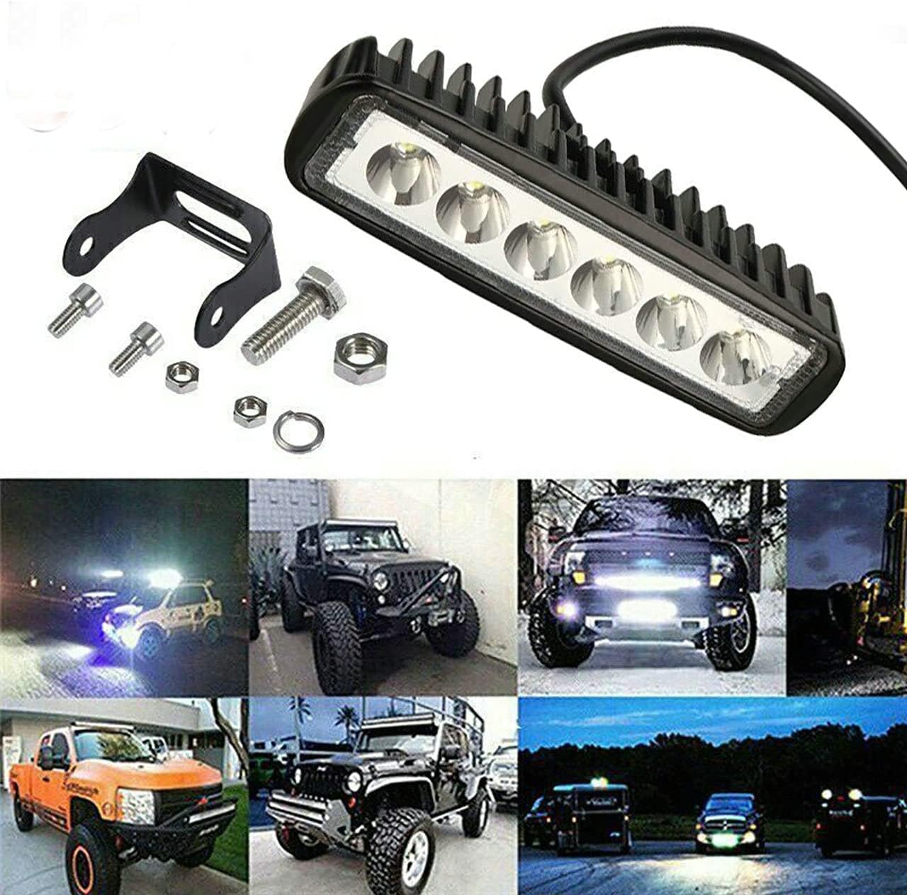 Yibid Motorcycle 18W LED Driving Work Front Fog Head Light Lamp with 3 Wire Flashing Brake Replacement for Bobber Cafe Racer Cruiser ATV Vessels Off-Road Vehicles Trucks Fire Engines SUV ATV 4WD Car
