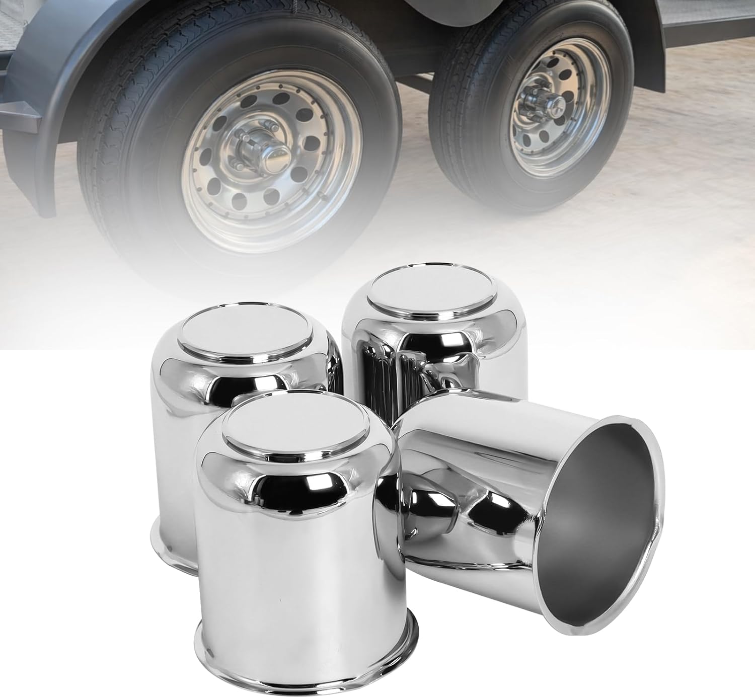 Podoy Push Through Center Caps 3.19" for Trailer Truck RV Wheel Rims 4 Closed-End Chrome Plated Silver Carbon Steel 3.19-Inch Center Bore Push Thru Wheel Center Caps