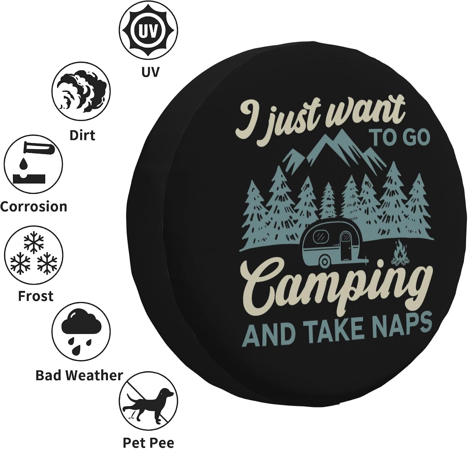 Spare Tire Cover for RV Camper Trailer Weatherproof Universal Spare Tire Cover for RV Travel Trailer Camper Truck 14inch