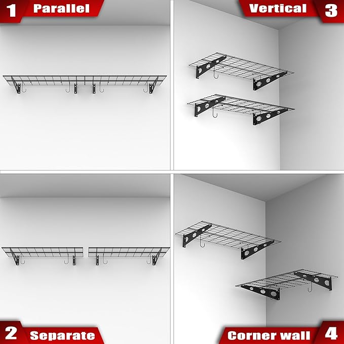 WALMANN 2 Pack Garage Wall Shelves, 2 x 4 ft/24 * 48 inch Wall Mounted Storage - Image 8