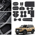 18-Piece Set Automobile Door Groove Mat for 2024-2026 Toyota Land Cruiser 250 1958 Prado Lc250 Interior PVC Water Cup Non-Slip Dustproof Mat Storage Box Mat Interior Modification Accessories (Black)