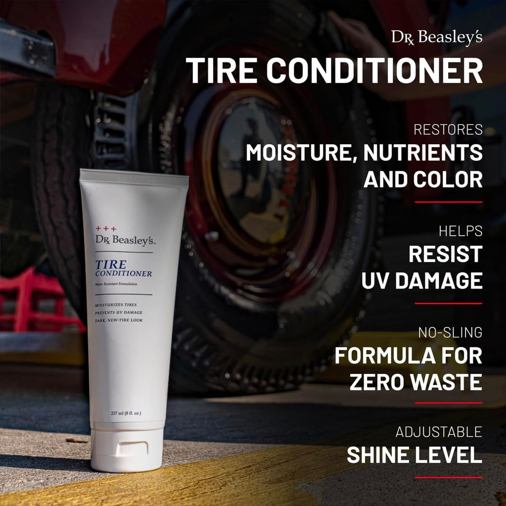 Dr. Beasley's Tire Conditioner 8 fl oz - Keeps Tires Looking New, Prevents Fading & Cracking, Resists UV, Restores Moisture & Color, Control Level of Shine, Easy to Apply