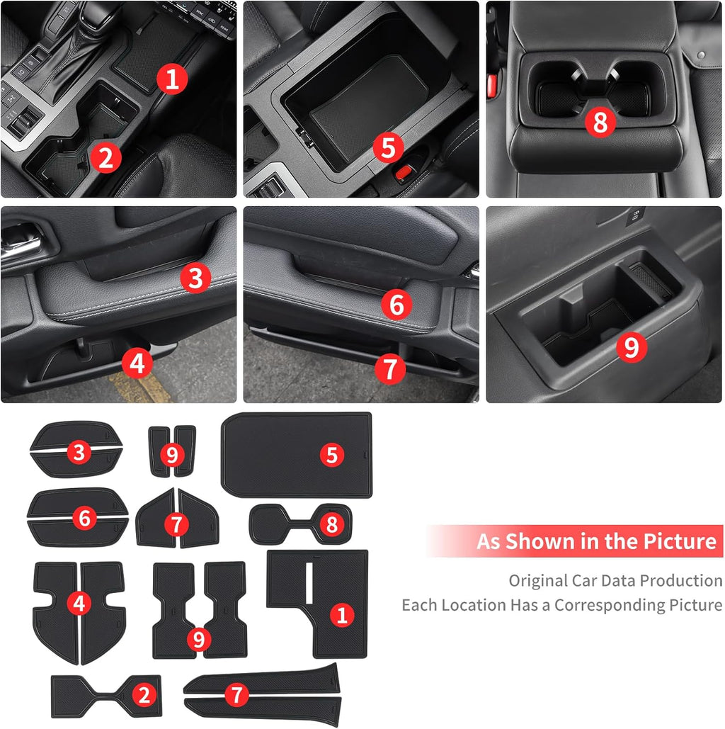 18-Piece Set Automobile Door Groove Mat for 2024-2026 Toyota Land Cruiser 250 1958 Prado Lc250 Interior PVC Water Cup Non-Slip Dustproof Mat Storage Box Mat Interior Modification Accessories (Black)