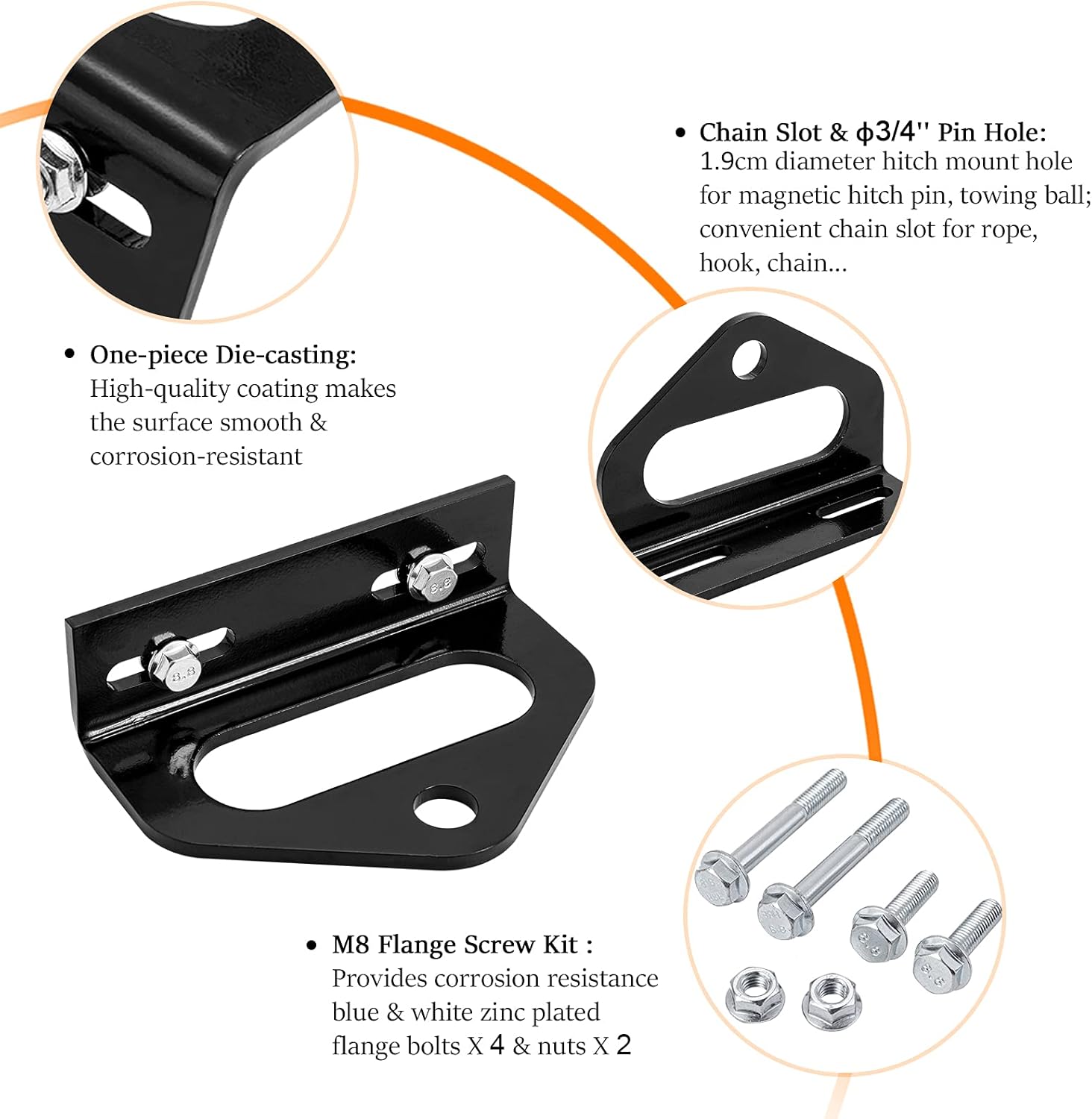 CZC AUTO Zero Turn Mower Trailer Hitch Kit - 5/8'' Magnetic Hitch Pin, Combo Pack for Secure Attachment, Black