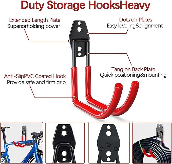3-H Large Garden Hose Holder Wall Mount 4 Pack, Solid Steel Hose Hanger - Image 3