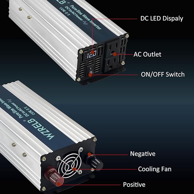 WZRELB 800W Pure Sine Wave Inverter 48V DC to 110V 120V AC Power Converter - Image 3