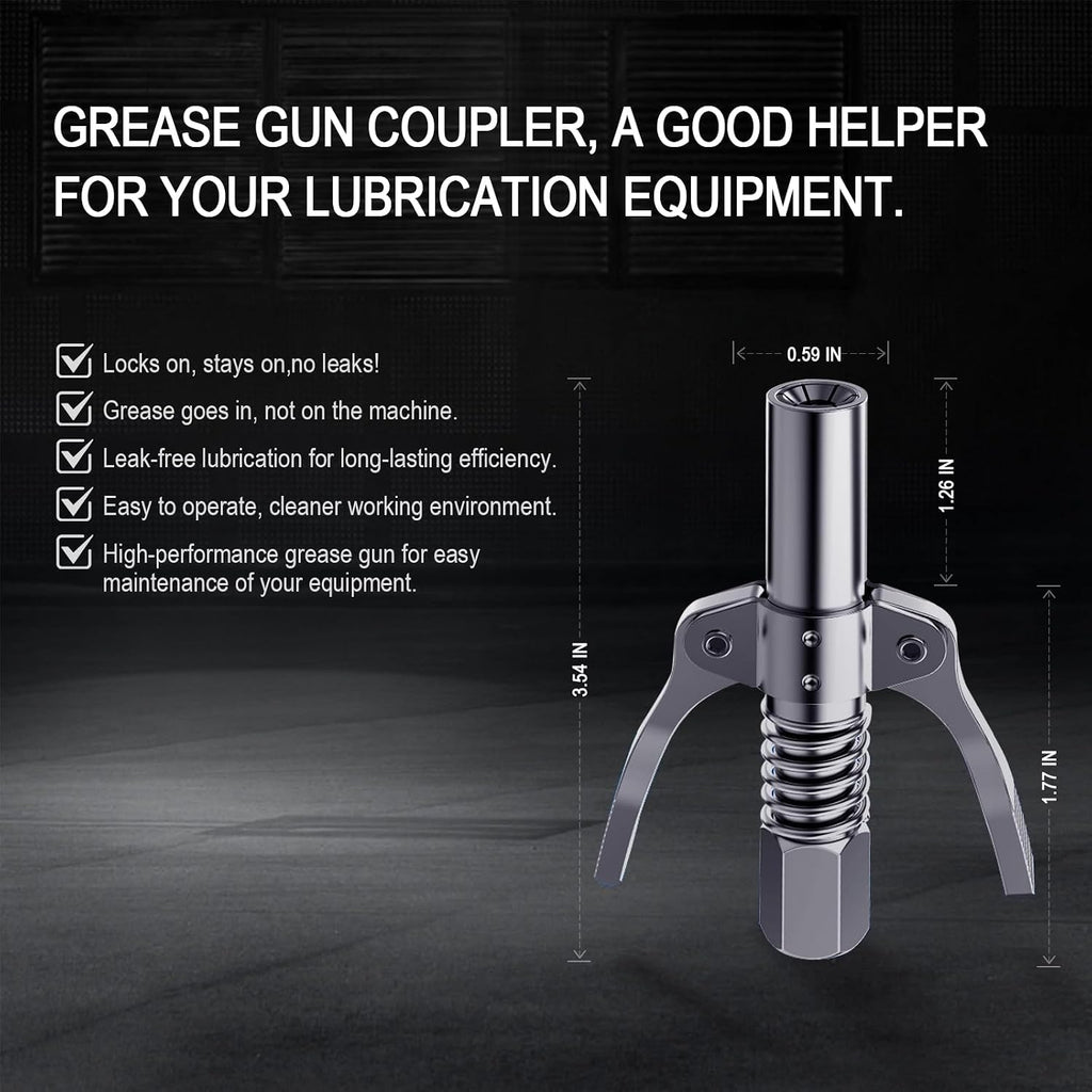 Grease Gun Coupler Grease Gun Tips,Quick Lock Double Handles Grease Gun Tip with 6 Thickened Claws,Rated 12,000PSI,Compatible with All Grease Guns,Suitable for Automobiles Ships Farm Machinery Etc.