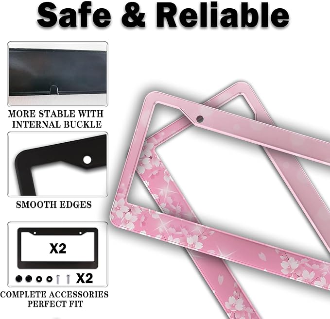 License Plate Frames for Girl Pink License Plate Cover for Women for Men Pink - Image 4